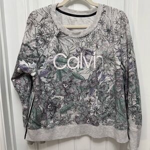 Calvin Klein Performance Crew Neck Flowers with Track Stripe Pullover Size XL